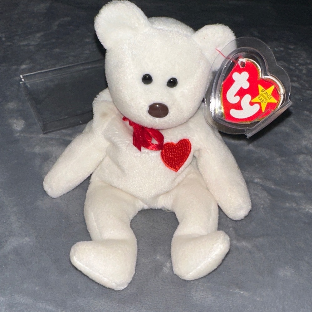 Ty Plush Bear with Red Heart and Bow
